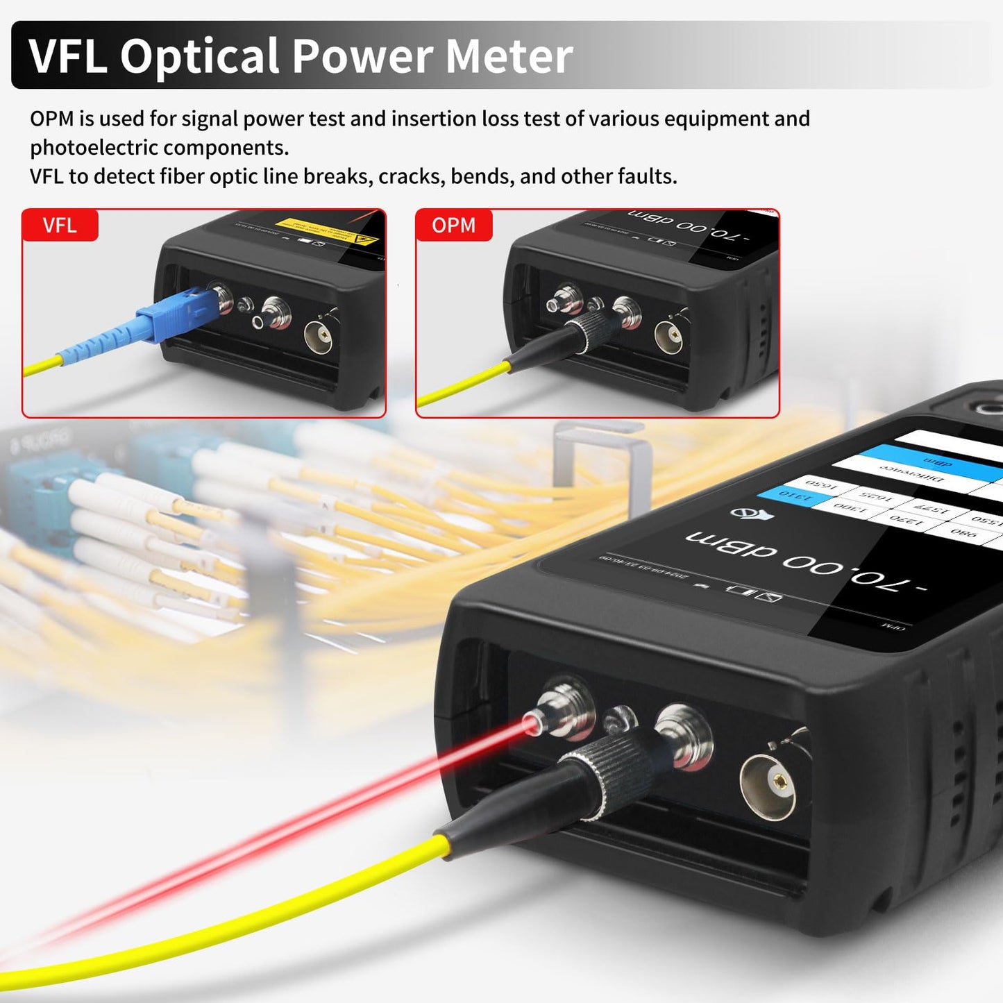 Multifunction RJ45 Network Caber Tester,Full Features UTP Cable Tester Cable Tracer,4" IPS Touch Screen Support TDR,DMM,OPM,POE++ Detect,Level Meter,Ethenet Network Tester,RJ45 TDR,Length,FTP(LT-600T)