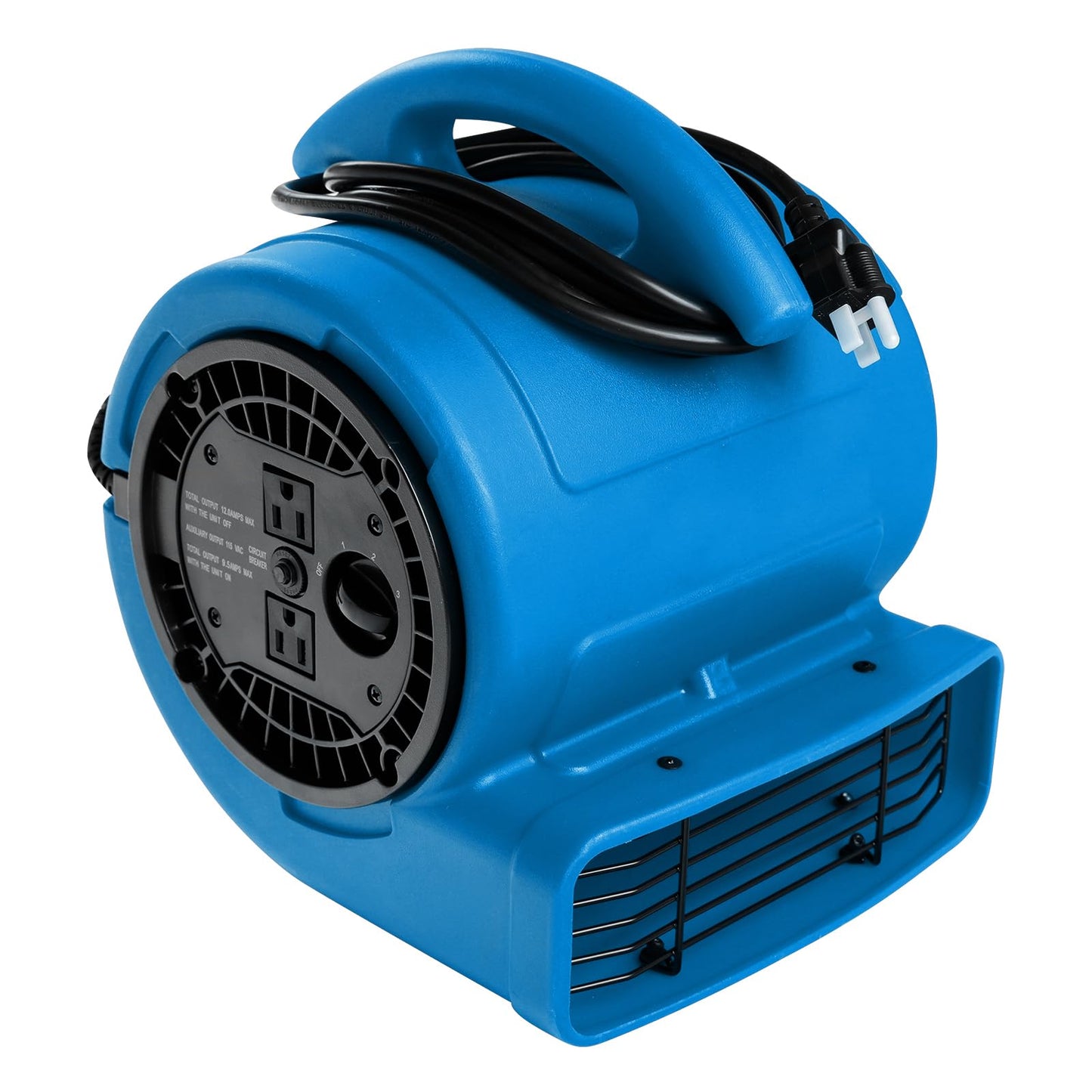 MOUNTO 1/5hp Air Mover 800cfm Blower Fan Carpet Floor Drying Fan - 3-Speed Compact Air Mover w/Dual Outlet, 10ft Power Cord for Drying, Cooling, Air Circulation (Blue)