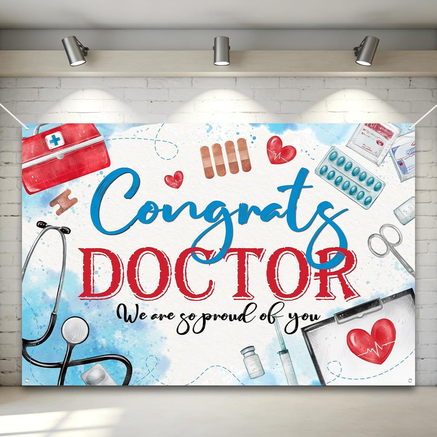 JIFORUI 4x6ft Graduation Congrats Doctor Banner Party Decorations, Medical Graduation Party Supplies, MD Nursing School