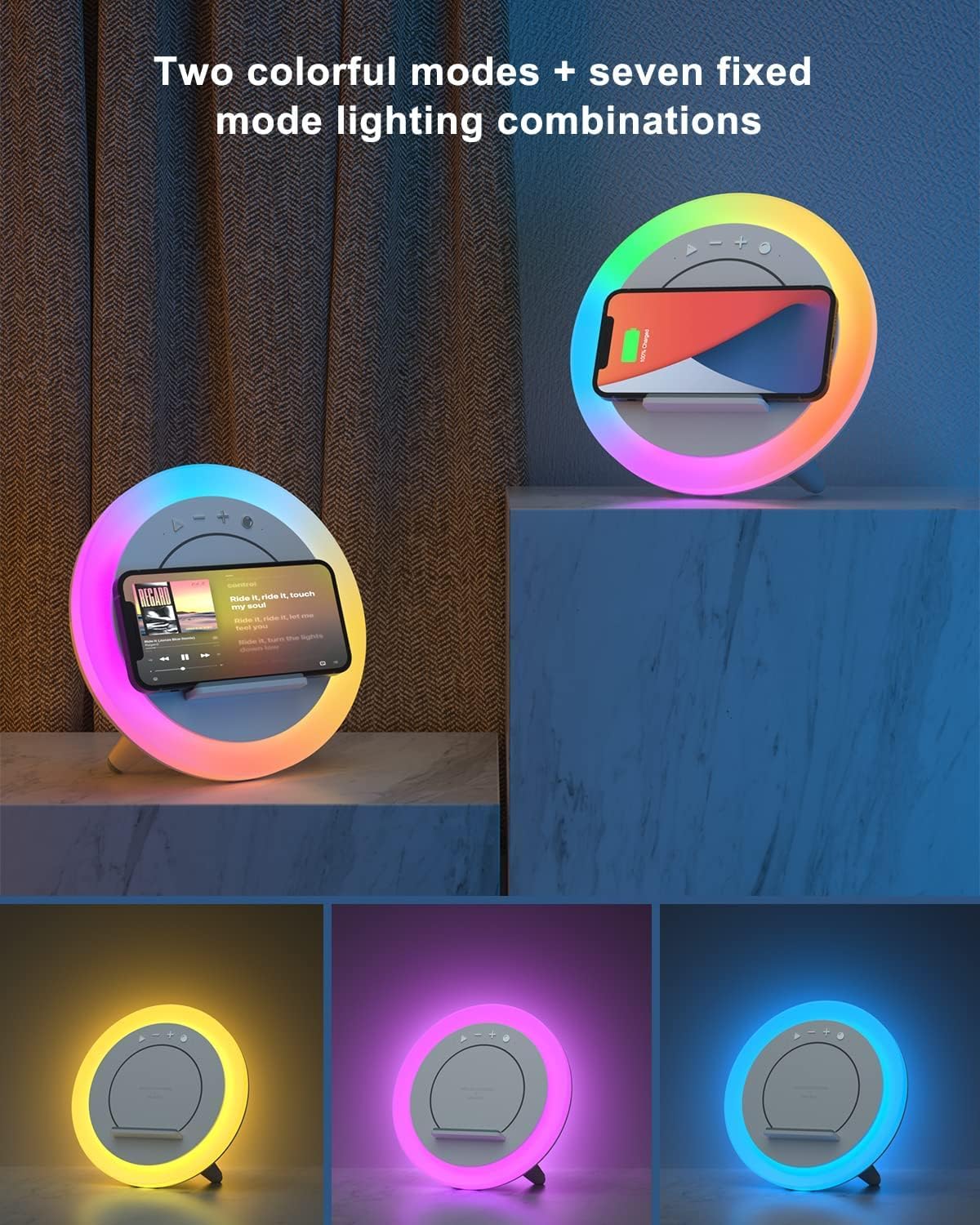 SIDVAR 15W) Bluetooth Speaker Night Lightsr,Wireless Charging Modern Speaker,Best Teenage Birthday Gift Ideas Tween