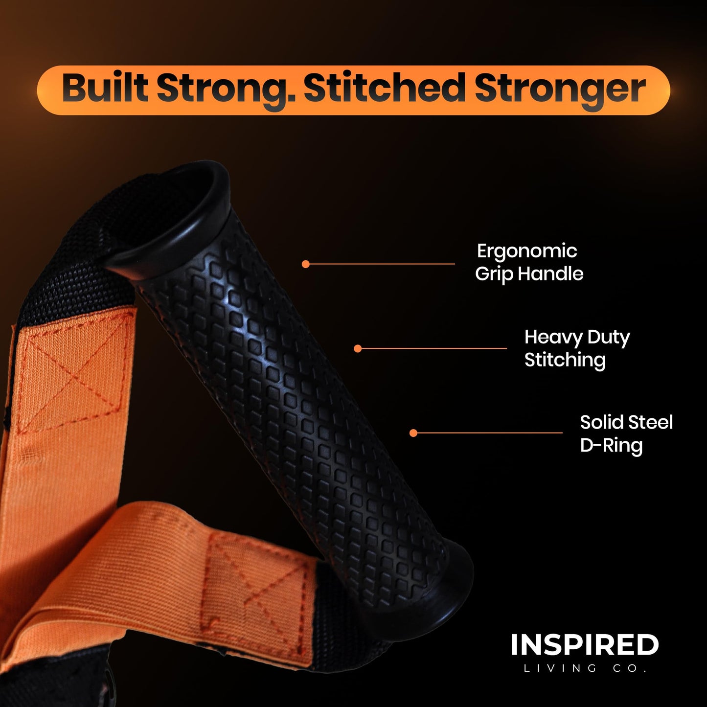 Inspired Living Co. D Handle Cable Attachment (2-Pack) – Heavy-Duty Gym Cable Handles for Cable Machines, Home Gym & Resistance Bands – Non-Slip D Handles for Pulldowns, Rows & Strength Training