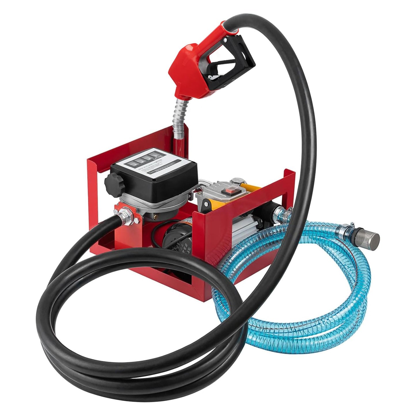 SmarketBuy Electric Diesel Fuel Pump 110V, 550W Electric Fuel Transfer Pump 16 GPM Self-Priming Diesel Fuel Pump Kit with Display Meter, Nozzle & 2 Hoses