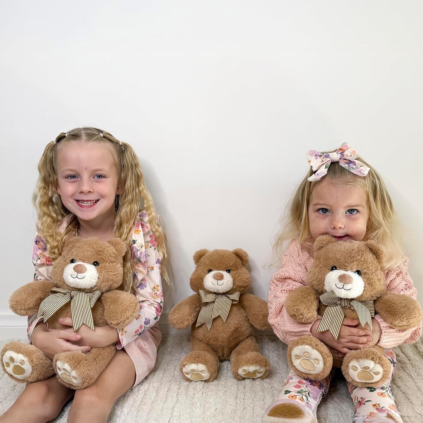 Skiennix 14" Teddy Bear Plush | Soft Snuggle Toy with Chubby Face & Bow Tie | Perfect Gift for Kids & Adults