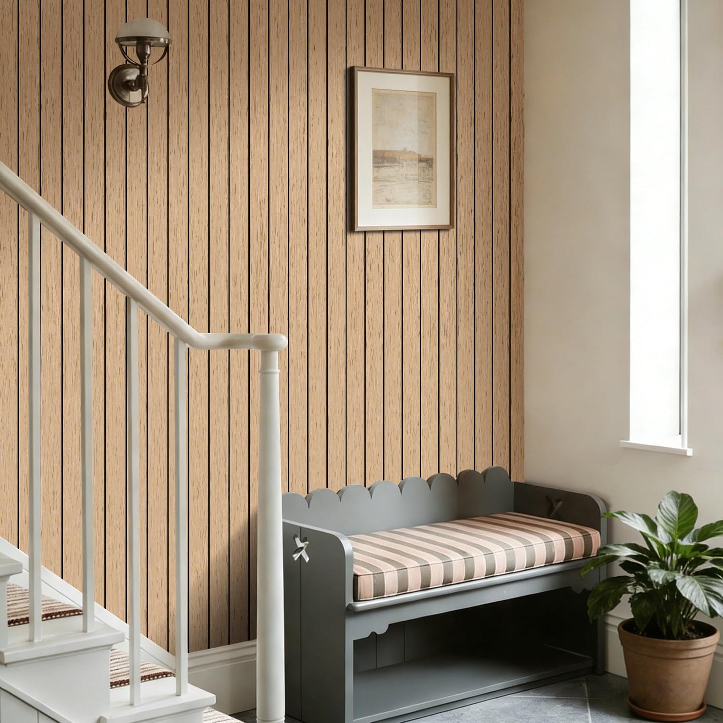 Arthome Peel and Stick Slat Wall Panels 15.7 "x120,Self-Adhesive PVC Wood Grain Wallpaper Panel,3D Thick Faux Soundproof Backsplash Accent Wall Tile for Walls & Furniture (Oak Coverage 13 Sq.ft)