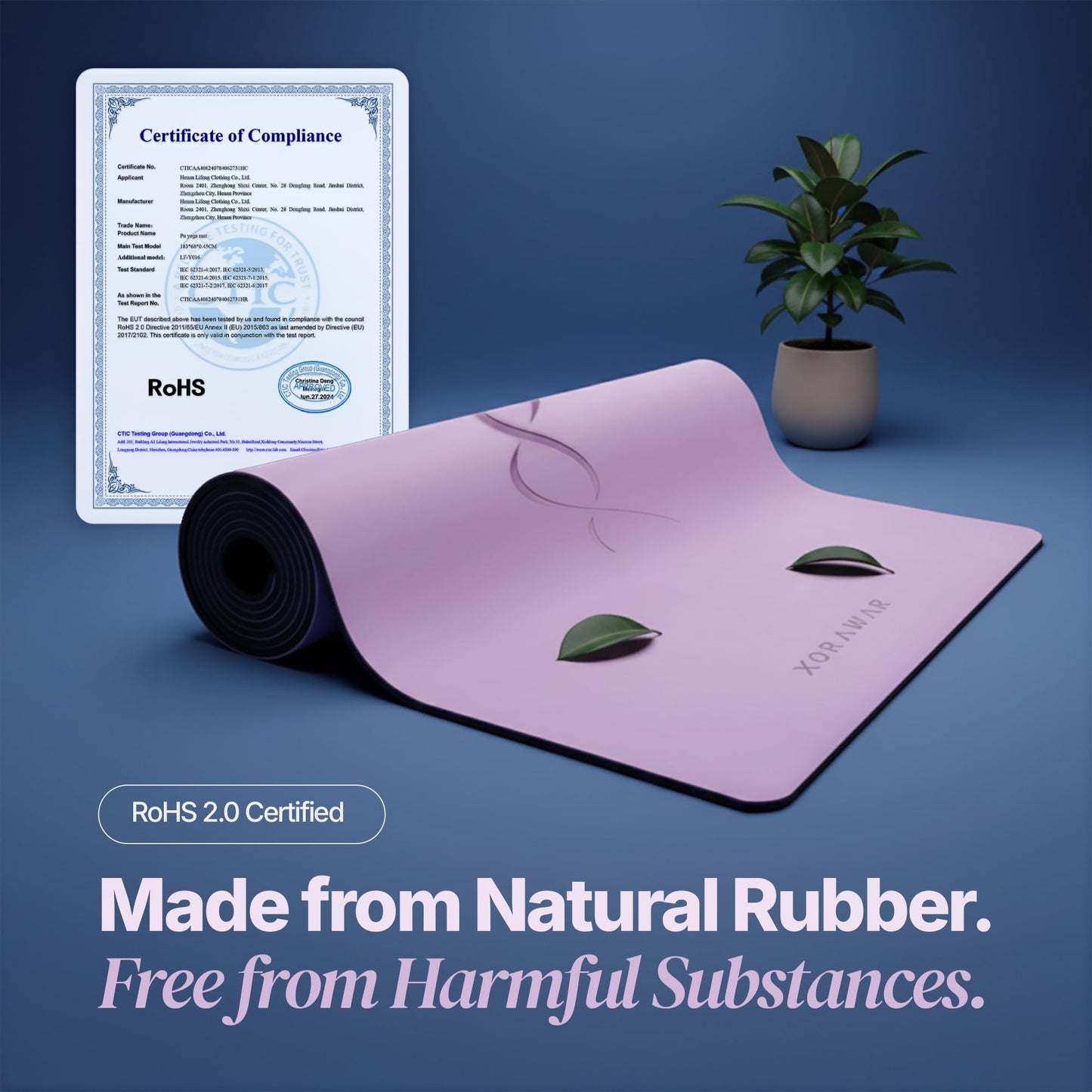 XORAWAR PU Rubber Premium Yoga Mat Purple with Bag | Extra Thick Yoga Mat Thick | Pilates Mat | Gym Mats for Home Gym Floor Mat | Home Exercise Mats for Home Workout Accessories | Grounding Wel Workout Mats for Home Gym | Yoga Matt | Stretching Mat (Purpl