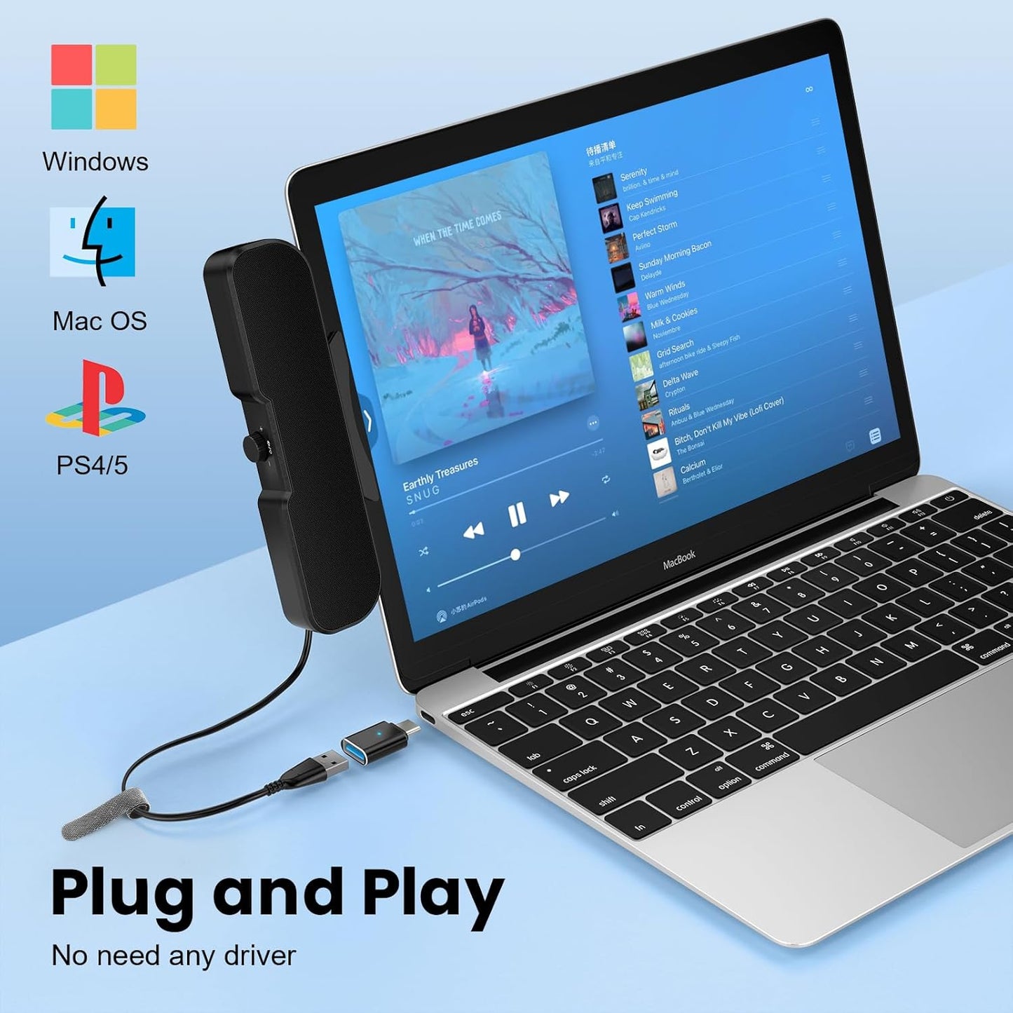 Cirqon Computer Speakers for Desktop PC, Easy Volume Knob, Sturdy Clamp, Basic Sound, Laptop Speakers with Compact