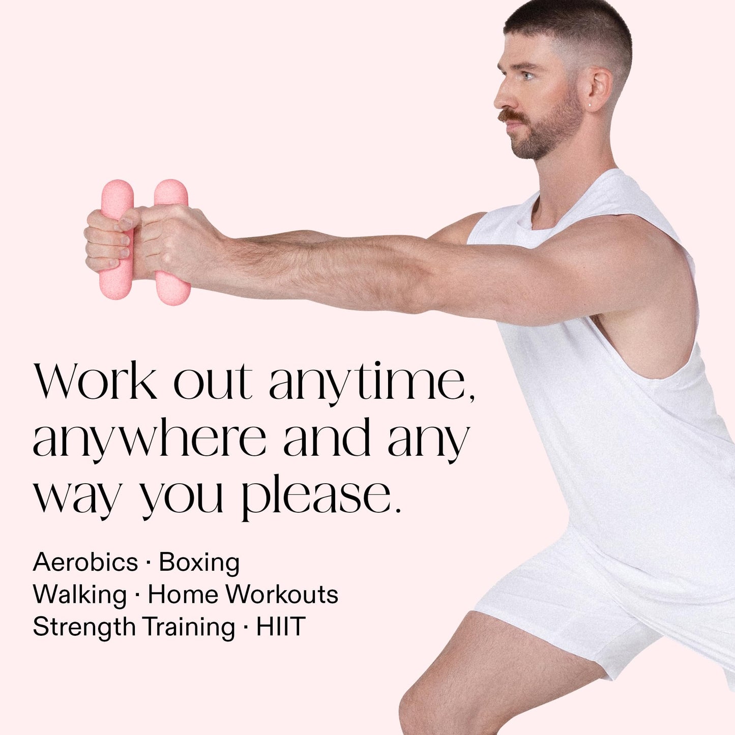 Bala Bars Dumbbell Set for Women & Men, 3lb Dumbbells (Blush) - Set of 2 Bars Designed for Walking, Strength Training, HIIT, Boxing & Aerobics - Dumbbell Weights for Working Out at Home