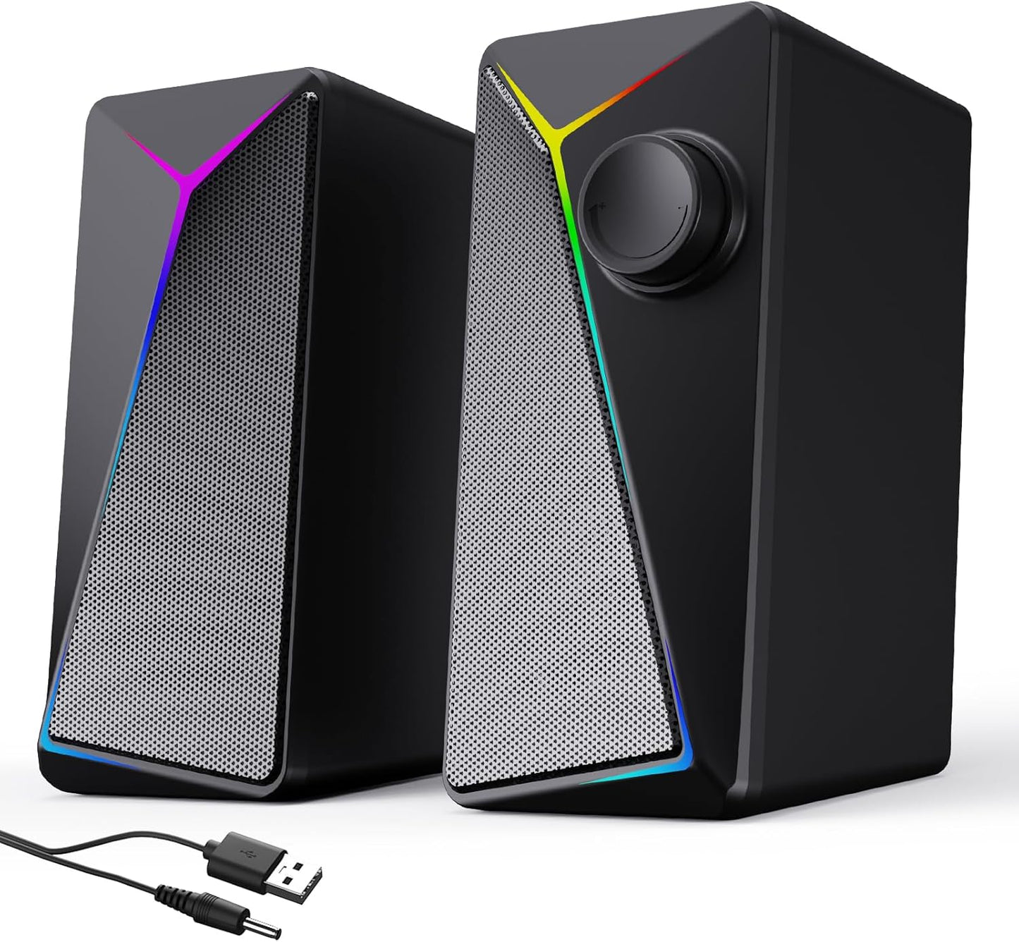 AYJBKL 3.5mm Computer Speakers for Desktop PC, USB-Powered Gaming Speakers for Laptop Multi Colorful LED Backlight