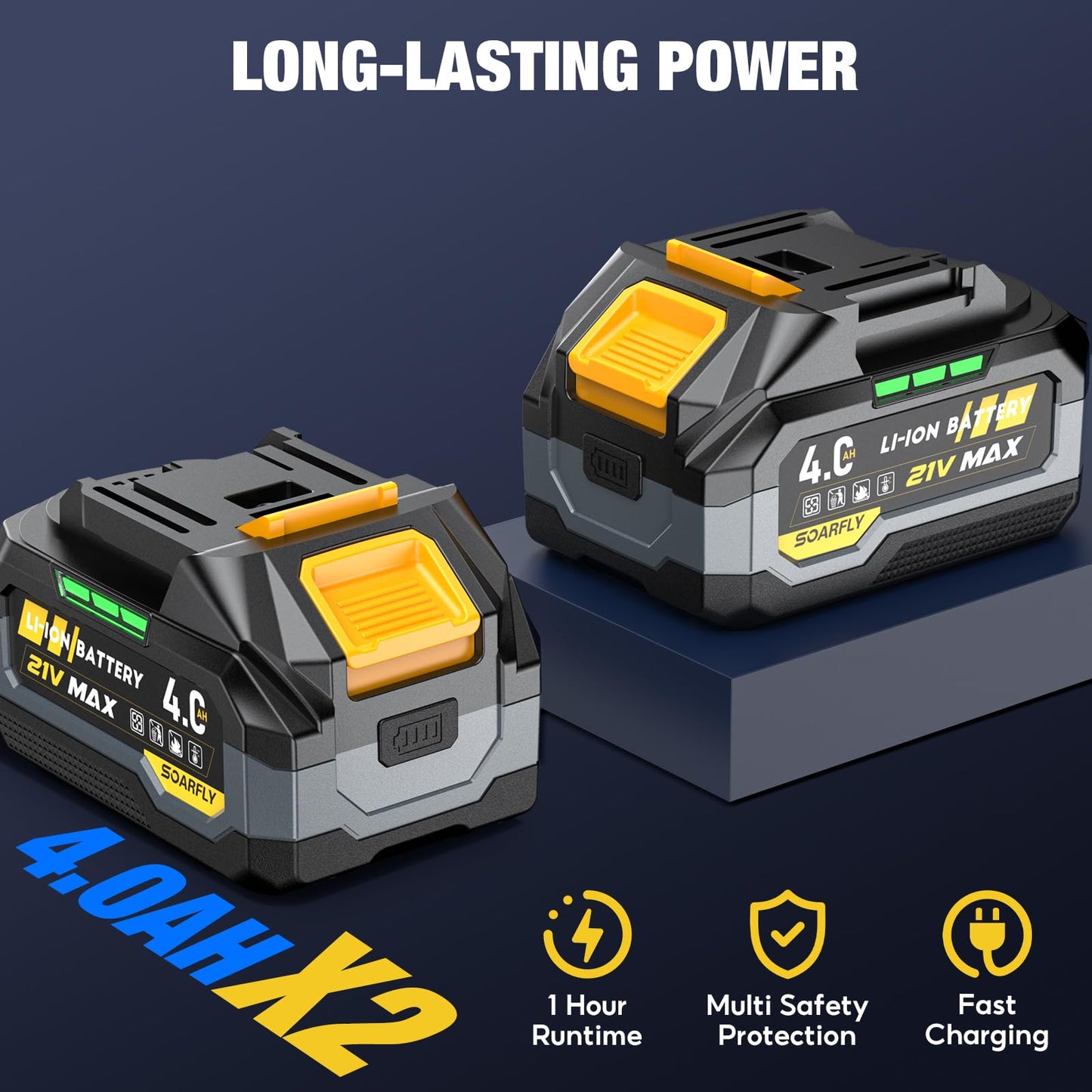 SOARFLY Upgraded Cordless Impact Wrench 1/2", 900 Ft-lbs (1200 Nm) Brushless Impact Gun, 21V High Torque Impact Driver with 2x 4.0Ah Batteries, Variable Speed for Car, Truck, Workshop, Heavy-Duty Jobs