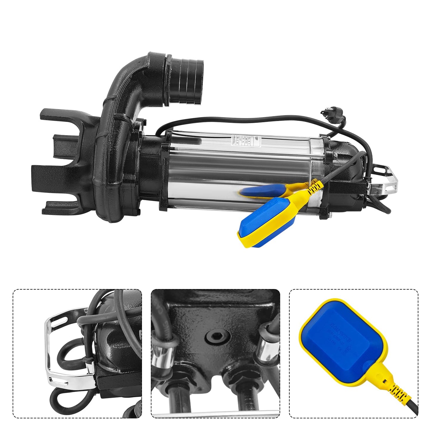 Upgraded 12PN 2hp Submersible Sump Pump With Float Switch Replacement for 12-PN 30391 Pond Waterfall Pump, Cast Iron and Stainless Steel, 11888 GPH, 3" Discharge, H Max 59ft