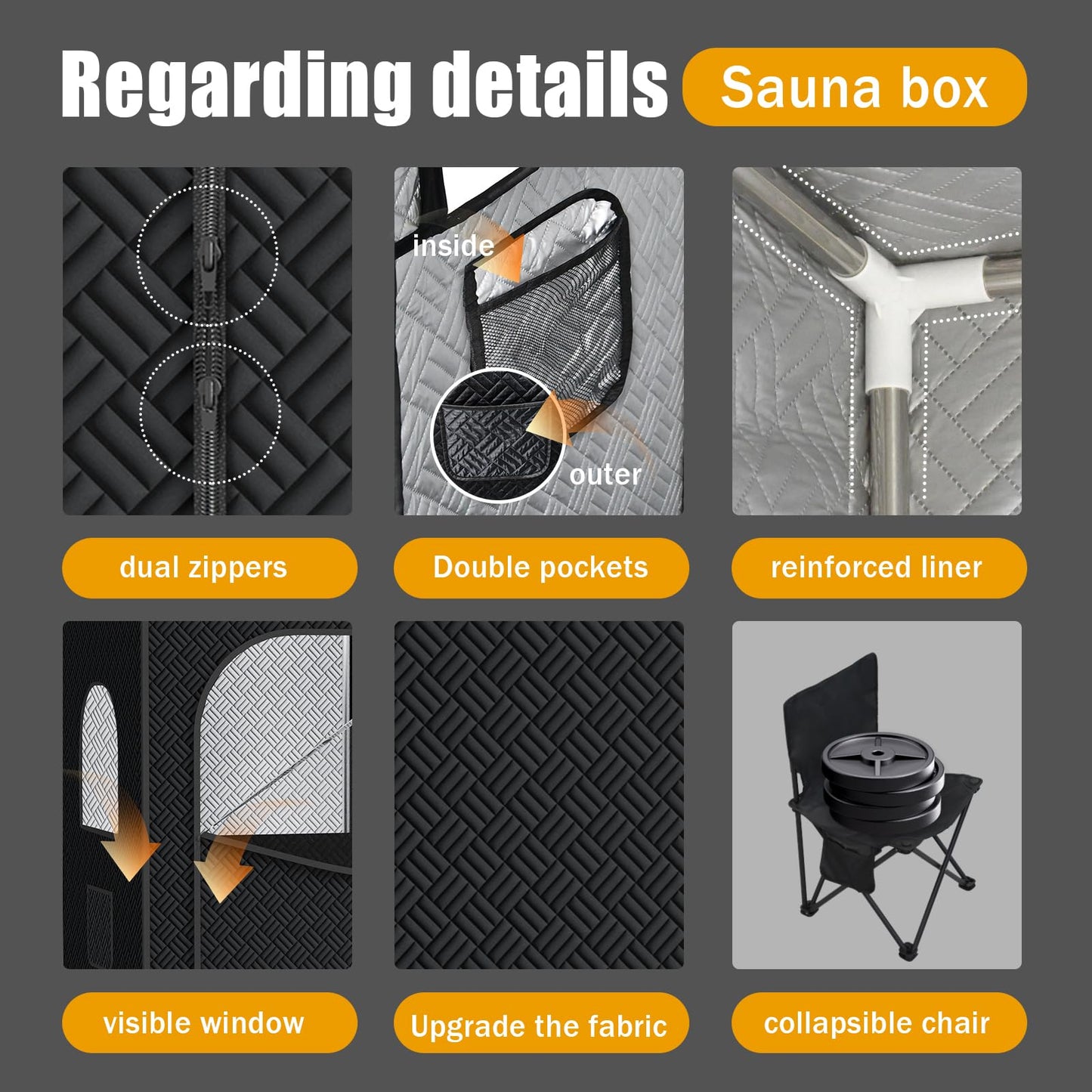 Nirvix Sauna Box, Portable Steam Sauna for Home with 1000W 3L Steamer, 9-Level Temperature Control & Remote, with Foldable Chair, for Relaxation, Detox & Indoor/Outdoor Use (2.6' x 2.6' x 5.9')