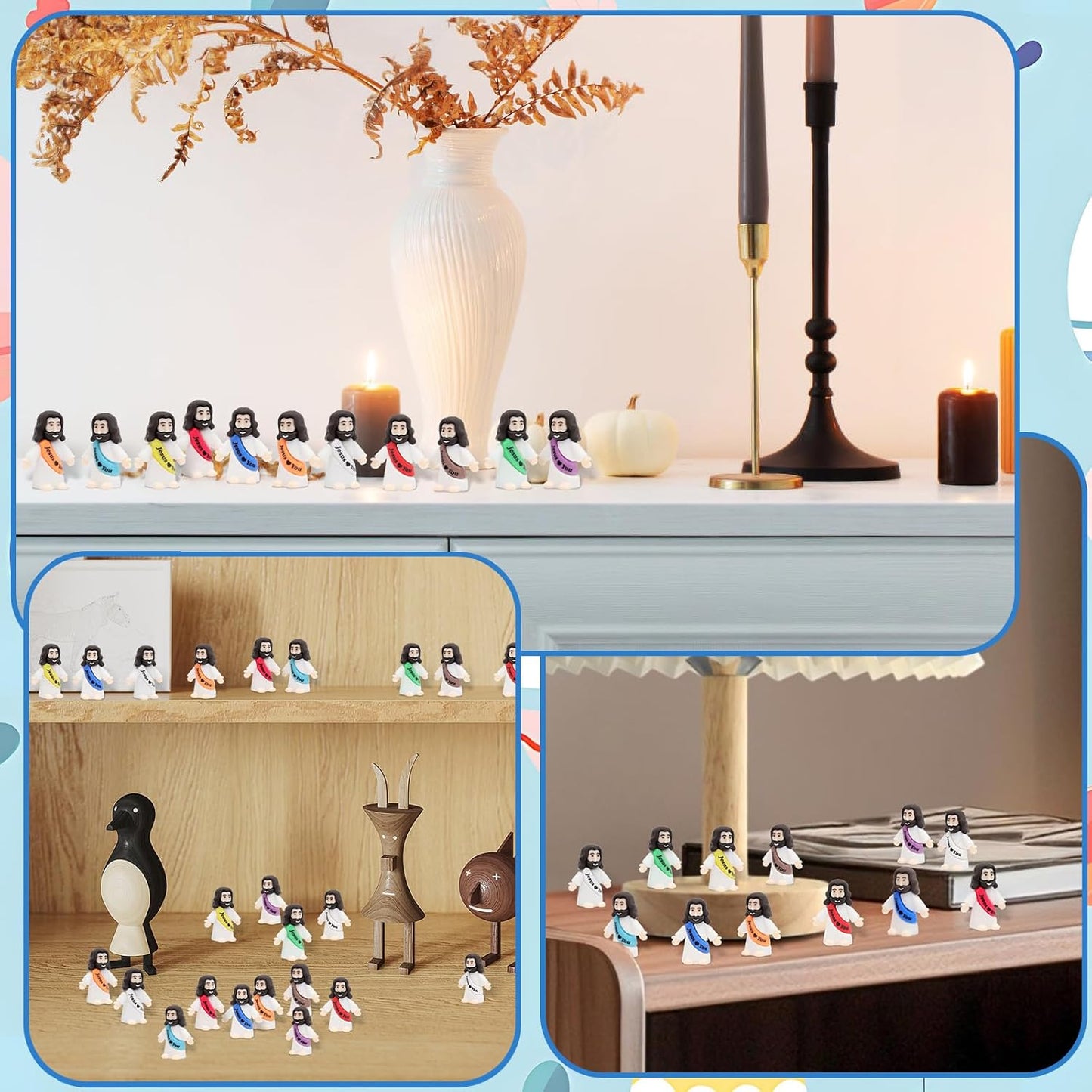 Owurha Mini Jesus Figurines - 50 Pcs Tiny Religious Figures for Sunday School & Baptism Gifts