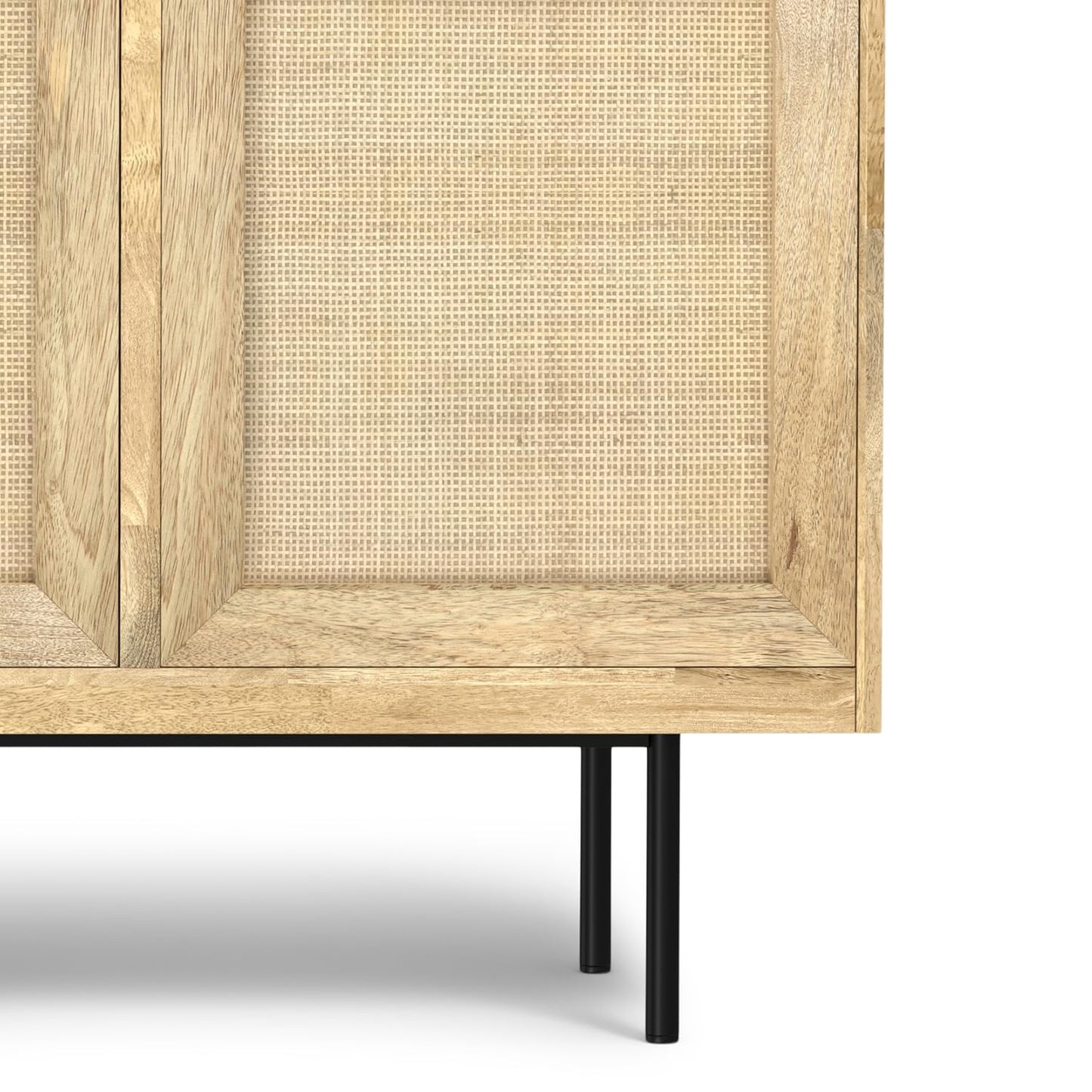 SIMPLIHOME Reeves 57 inch x 18 inch Rectangle Contemporary Modern Sideboard Buffet in Natural for The Dining Room and Kitchen