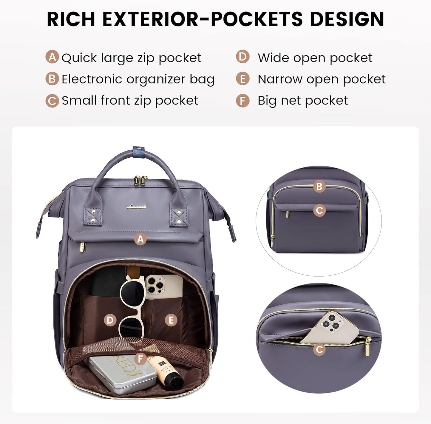 Backpack 15.6 inch,Travel Backpack Backpack Backpack LOVEVOOK Leather Laptop for Women Purse Nurse Teacher Computer