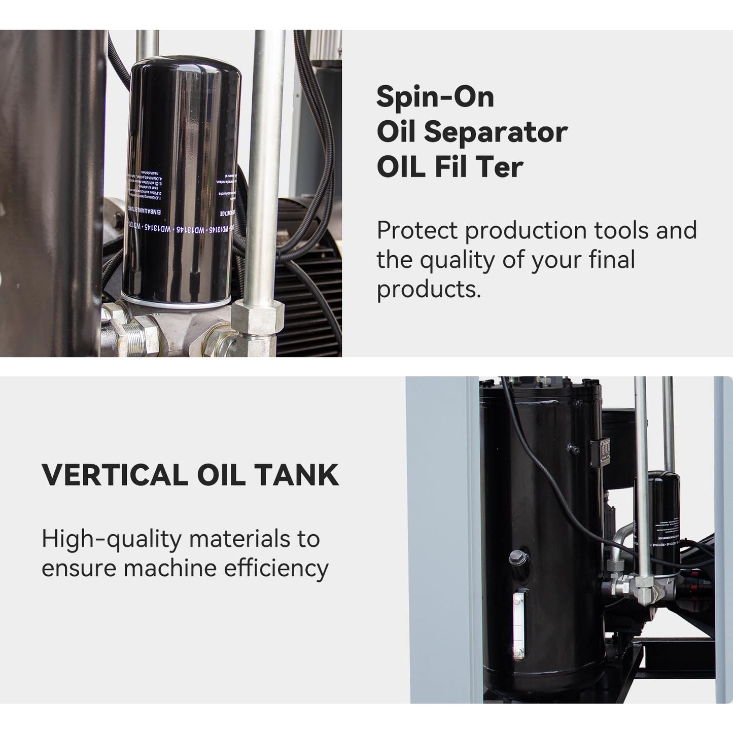 HPDAVV Rotary Screw Air Compressor 55KW 75HP 208-230V/60Hz/3-Phase Heavy Duty Stationary Industrial Air Compressed System 350CFM Max.Pressure 125PSI Commercial Air Compressor