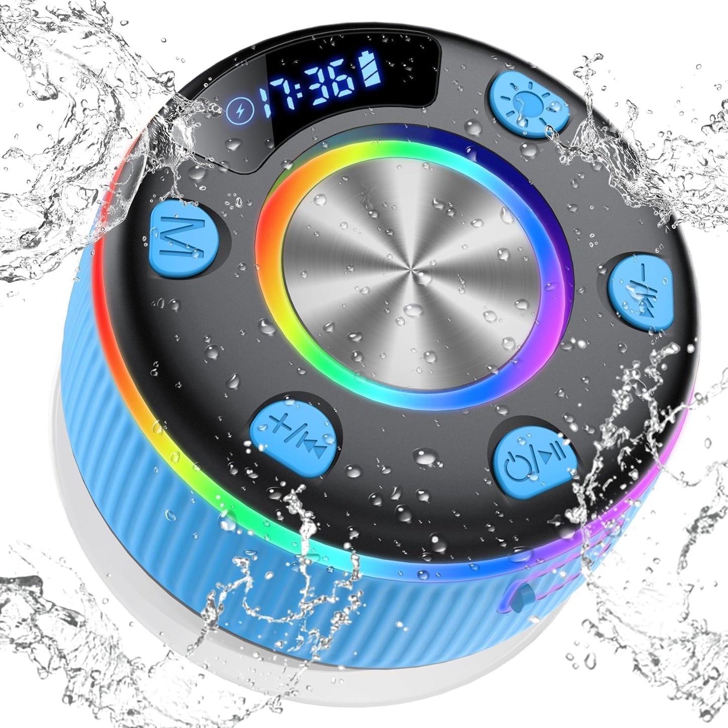 dotn 2026 360 Bluetooth Shower Speaker, Digital Display Portable Speaker with Suction Cup, LED Light, HD Stereo Sound