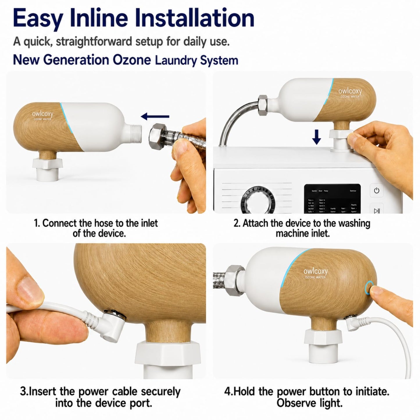 Portable Ozone Laundry System, Chemical‑Free Fabric Sanitizer and Deep Cleaner, Universal Odor Eliminator for Washing Machine, Home Fabric Freshener for Clothes, Bedding and Towels