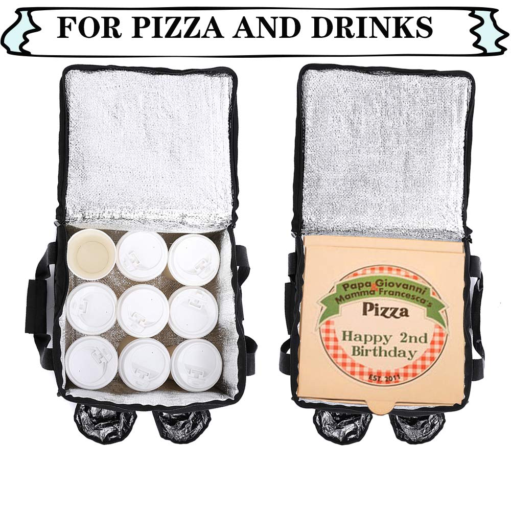 OGEFOTED Large Insulated Food Delivery Bag with Cup Holders, Foldable Pizza Delivery Bags Heavy Duty Food Warmer Grocery Bag for Camping Catering Restaurants