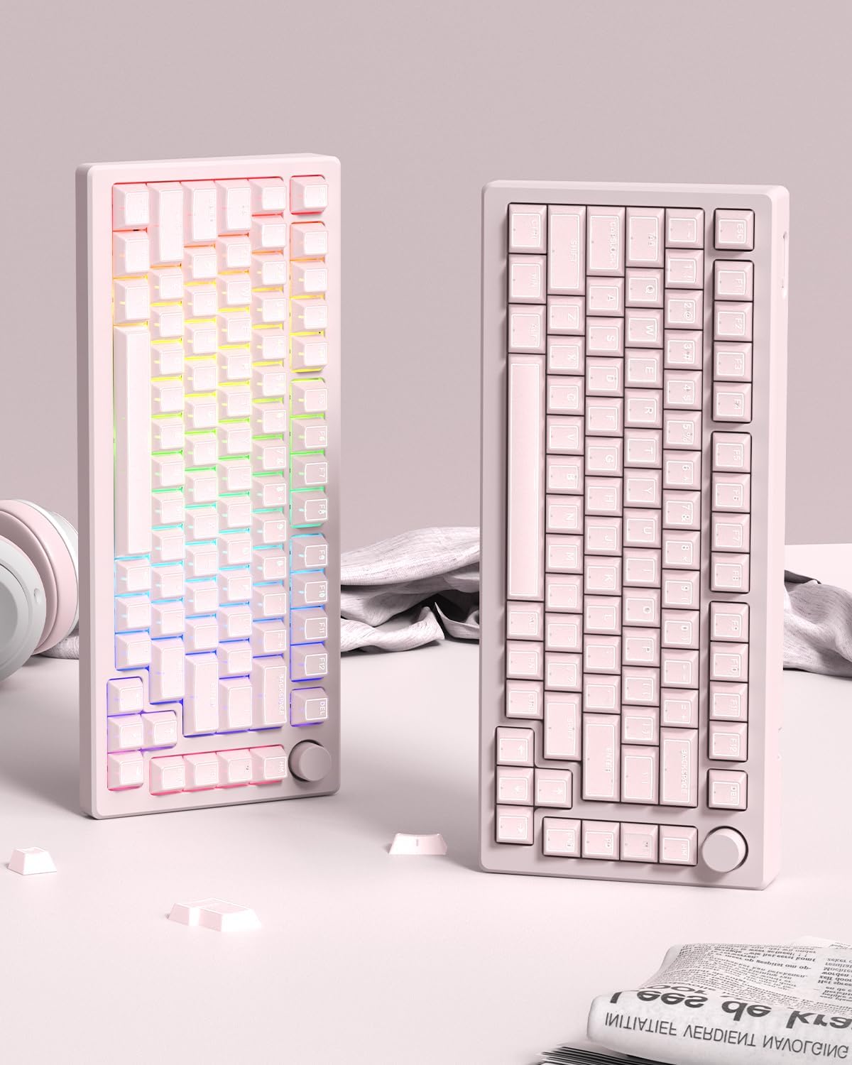 Klymra 142Key Set, 142 60% 65% 75% 87 104 108 Pink Jade keycap, Translucent Double Shot Keys Cherry Profile for Layout