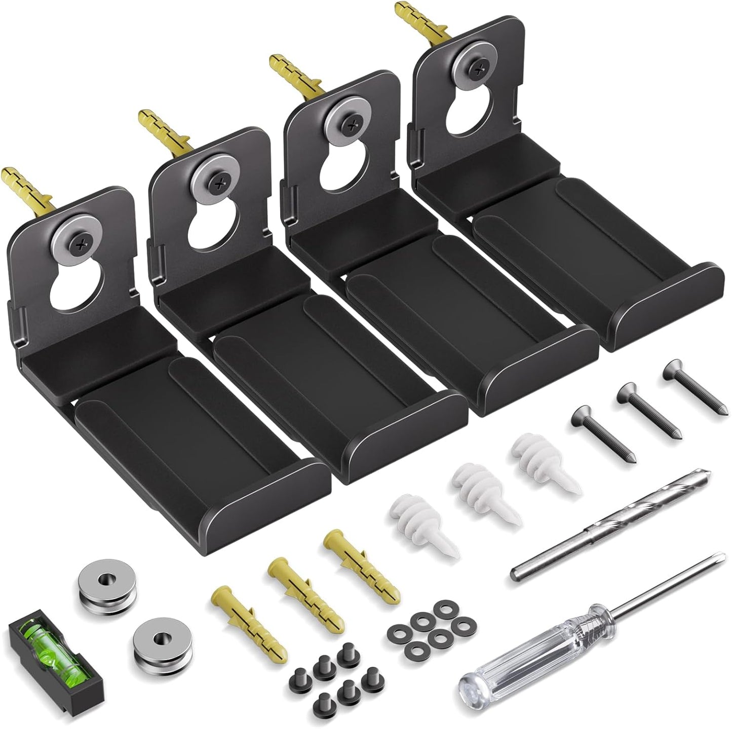 MUAKIOY (2 Sets) 3.4" 5.8" Soundbar Mount, Speaker Wall Mount Brackets Under TV, Heavy Duty Sound Bar Shelf Mounting
