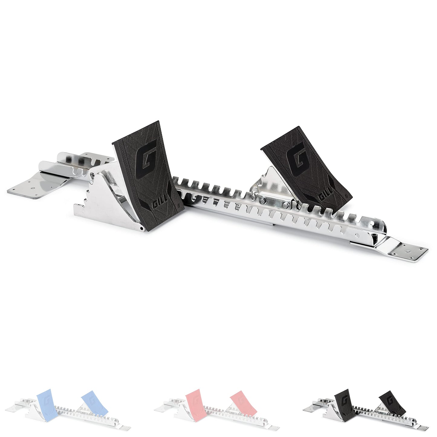 Gill Athletics S2 Starting Block 8" Tall Cast Aluminum Pedals - Designed for High Level Track & Field Competition - Pedals Feature Four Angle Adjustments - Includes 1⁄2” Pyramid Spikes - Black