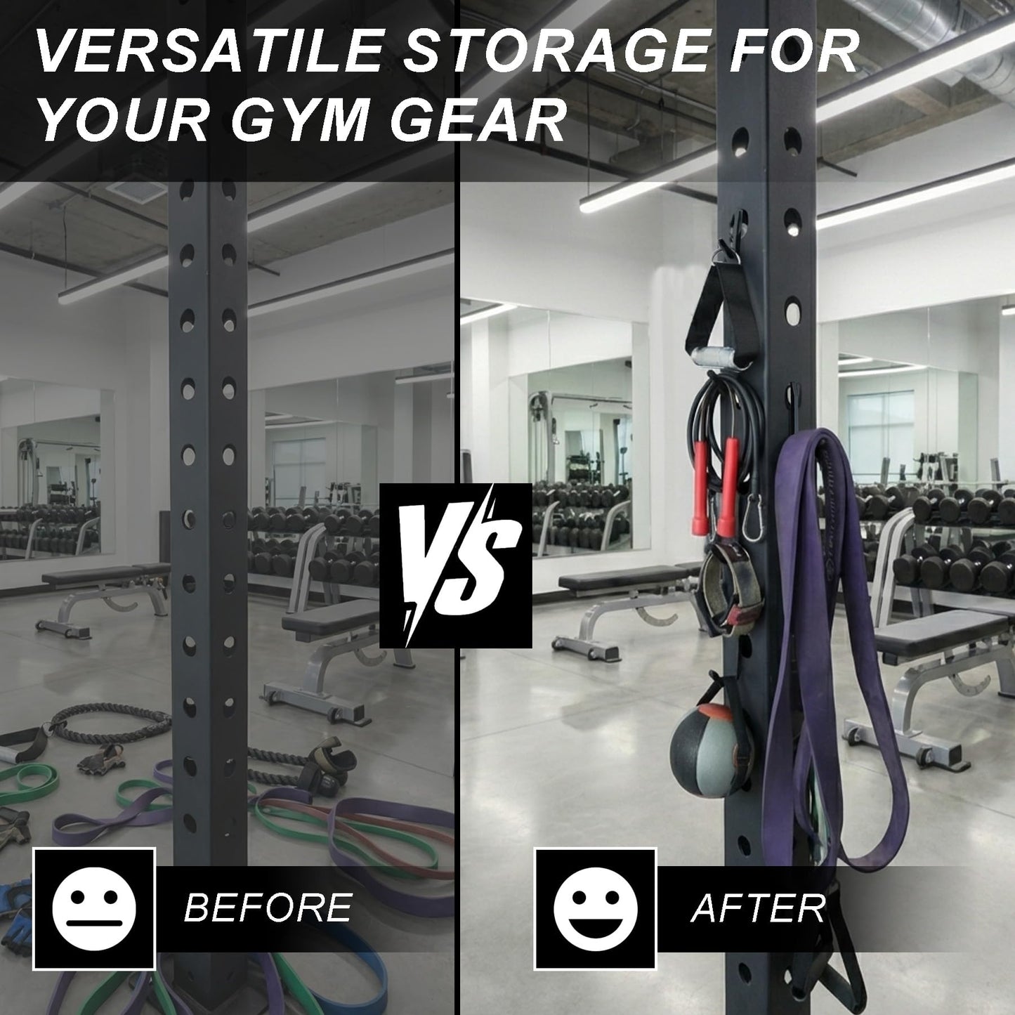 J Bryant J Hooks for Power Rack 6 Pack, Squat Rack Storage Hooks with Multi-Use Hanging Design, Gym Rack Attachments for Bands, Cable Handles, Belts, Chains & Accessories