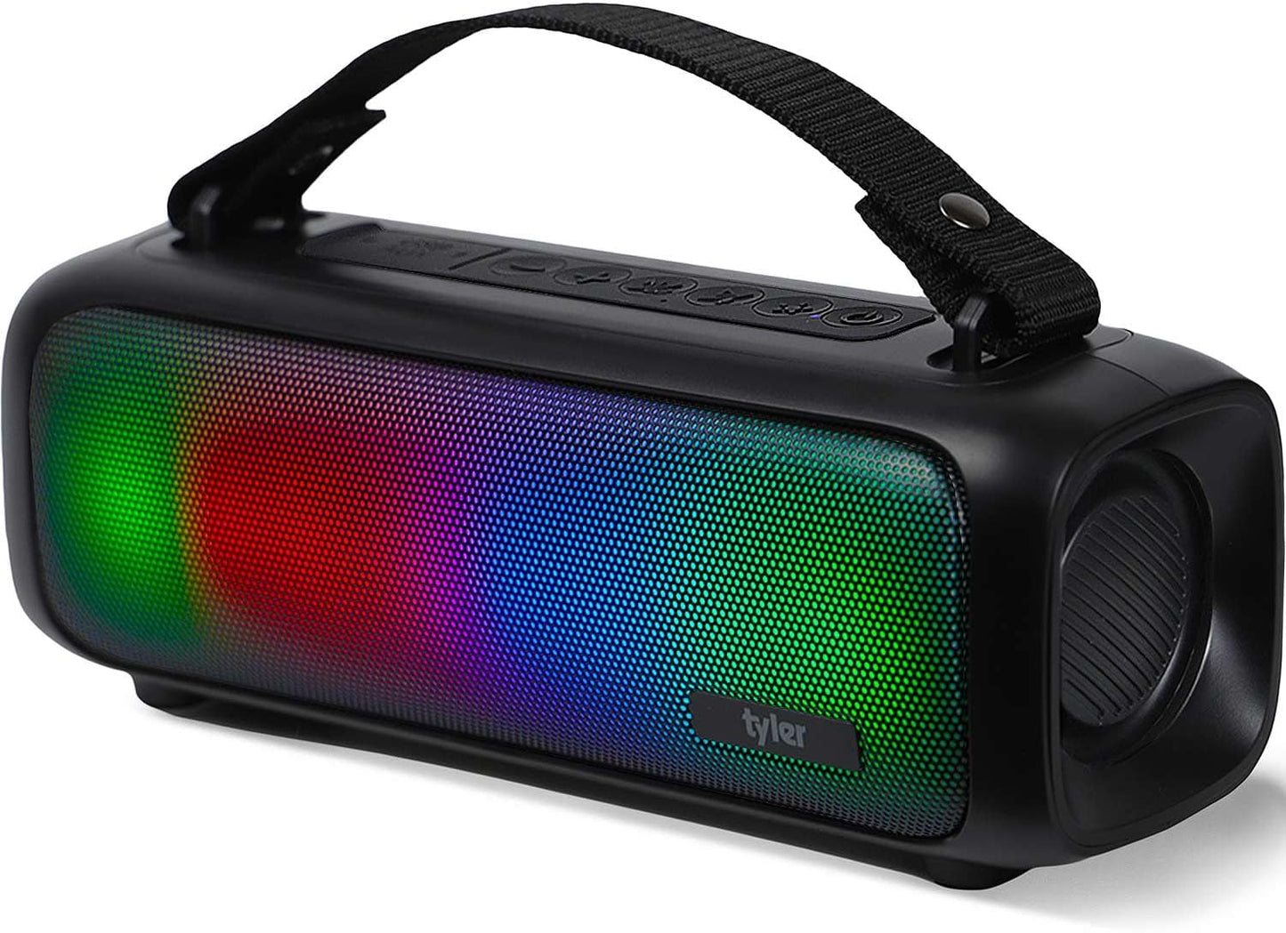 Tyler MP3 Wireless Bluetooth Speaker RGB Lighting Long Range Rechargeable Boombox USB AUX Inputs Fm Radio Sound & Bass