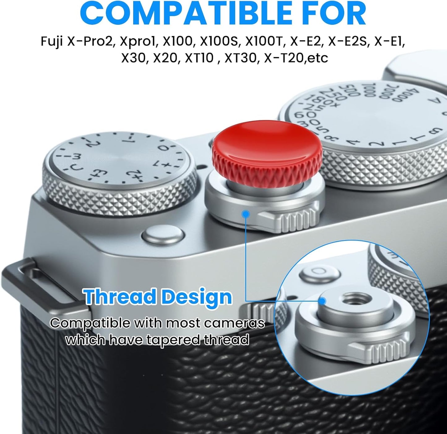 4 X-T3 X100 X100S X-T10 X-T20 X-T30 Xpro1, 4 SDTC Tech Pcs Fuji Shutter Release Button Accessories, Copper Camera Soft