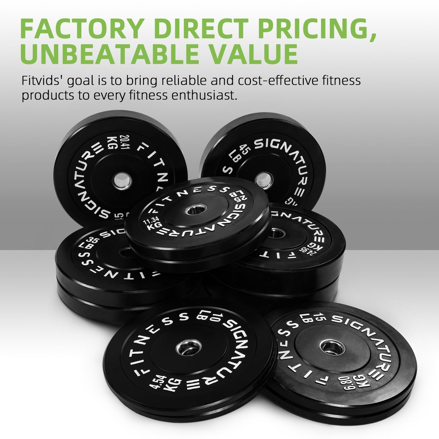 Fitvids 2-Inch Olympic Bumper Weight Plates Including 160 LB Weight Plates Set, Black