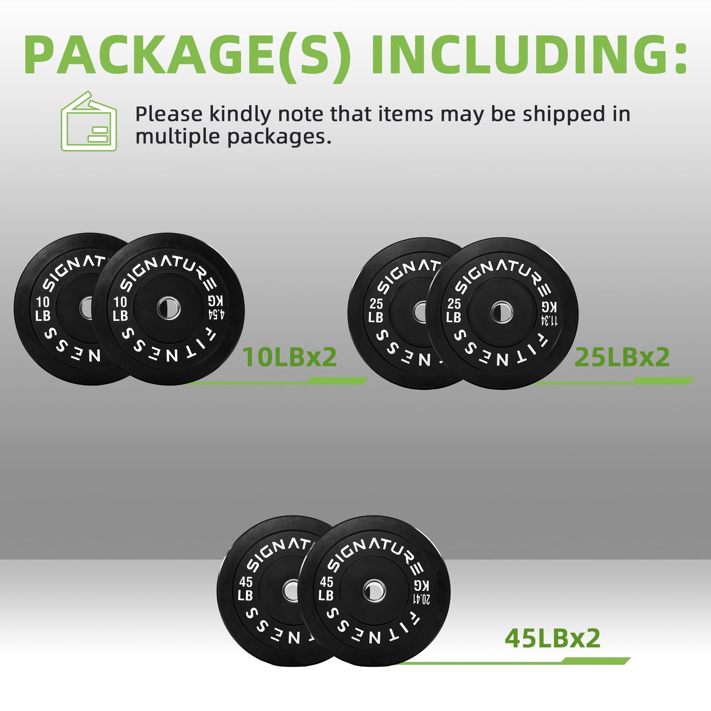 Fitvids 2-Inch Olympic Bumper Weight Plates Including 160 LB Weight Plates Set, Black