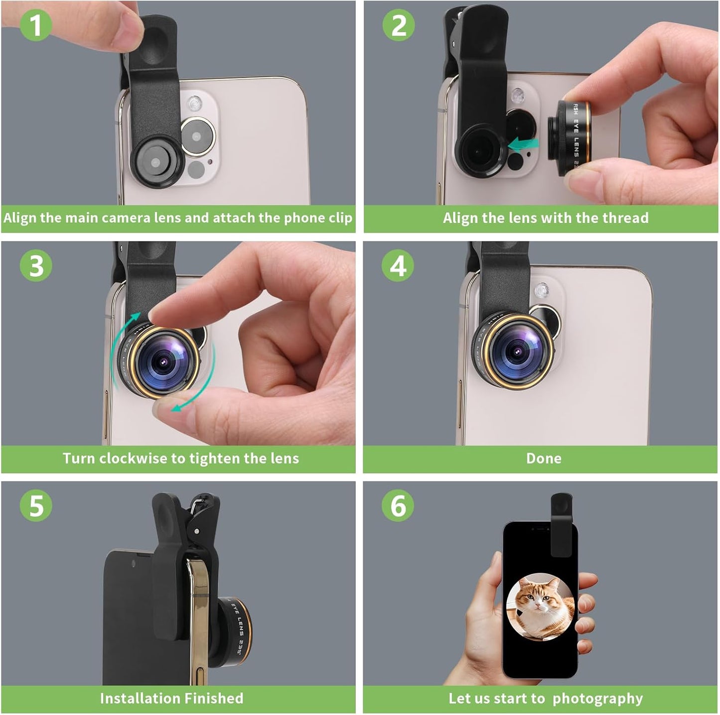 Beysfilter 235Clip-On 17 16 15 Fisheye Lens Cellphone Camera Lens Kit,Fish Eye Lens for iPhone and Android
