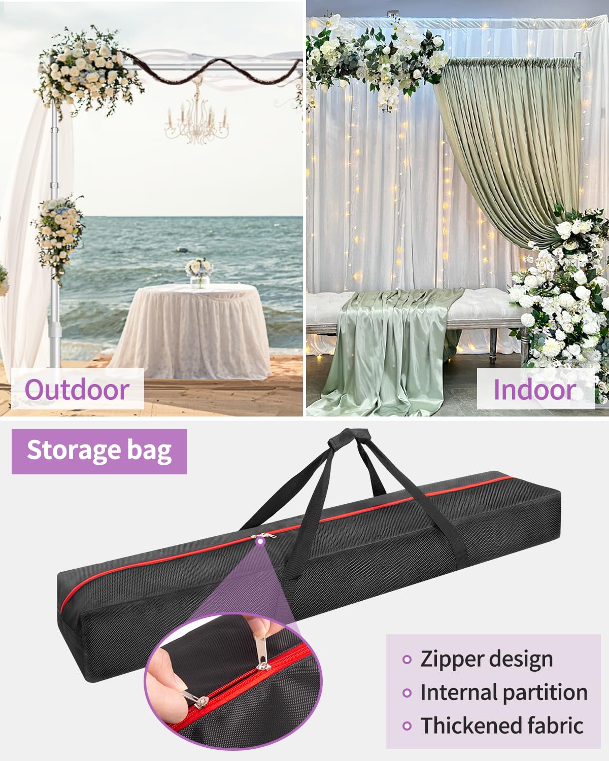 10x10ft Double Crossbar Pipe and Drape Stand Kit, Heavy Duty Backdrop Stand Adjustable, Sturdy Metal Back Drop Decoration Frame with Flat Base for Parties, Flower Wall,Wedding,Trade Shows,Photography