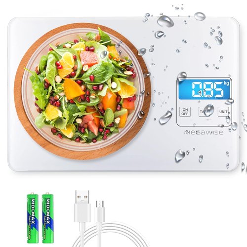 MegaWise Precision Food Scale - 33lb Waterproof Digital Kitchen Scale | 1g Graduation for Cooking & Baking