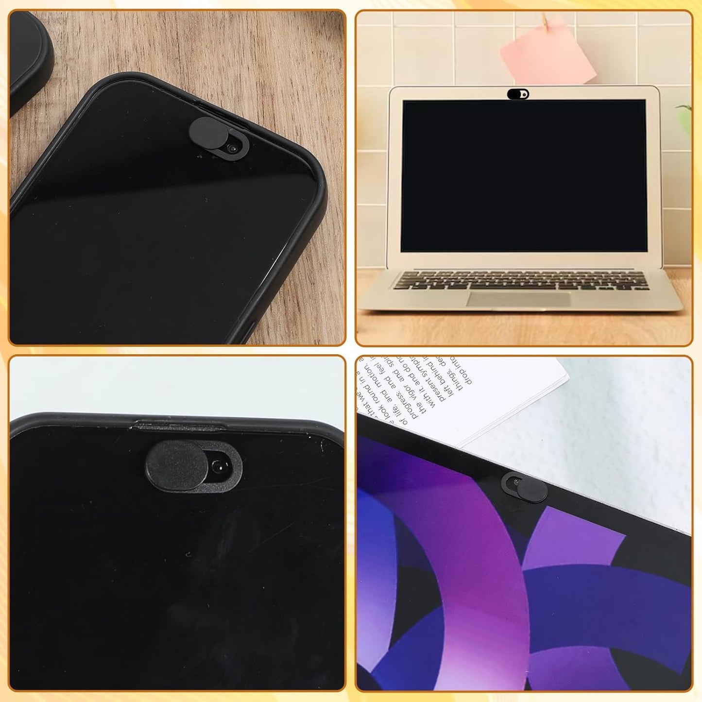 Alrhso 50 0.023 Inch Pcs Webcam Cover Slide, Ultra-Thin Universal Camera Privacy Cover Black Phone Camera Covers Slide