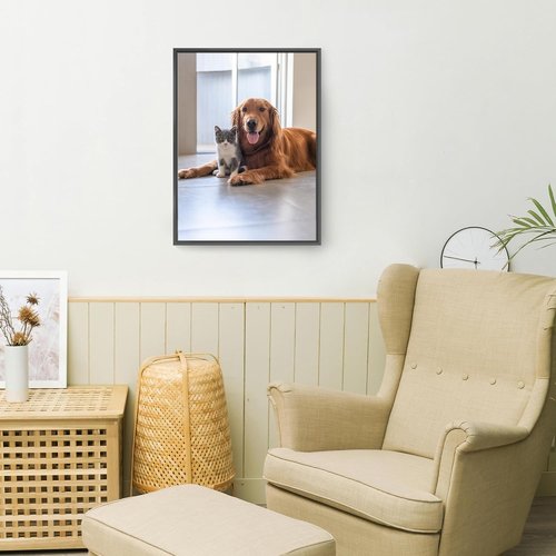 Gentle Deer Custom Canvas Prints - Personalized Photo Gifts with Wooden Frame | 12" x 16" Black