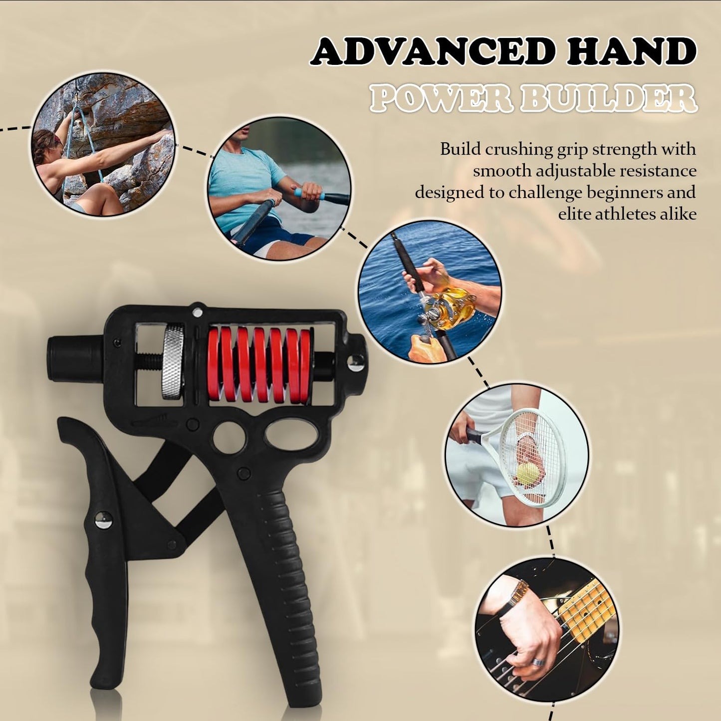 Adjustable 10–400 lb Grip Strength Trainer (Premium Adjustable Grip Strengthener for Forearm Training) Alloy Frame, Titanium-Plated Steel, TPR Non-Slip Handles | Color Black