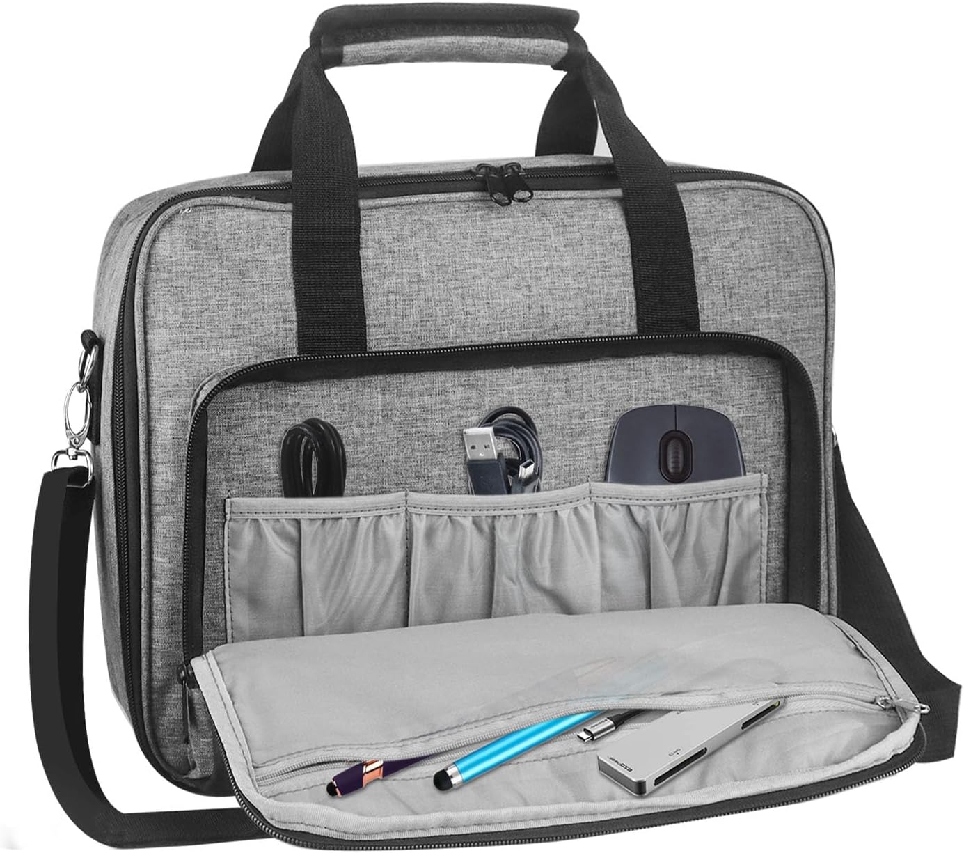 13.4 9.8 3.9in Projector Carrying Case, * * Projector Bag Large Bag with Accessories Pockets Adjustable Shoulder Straps