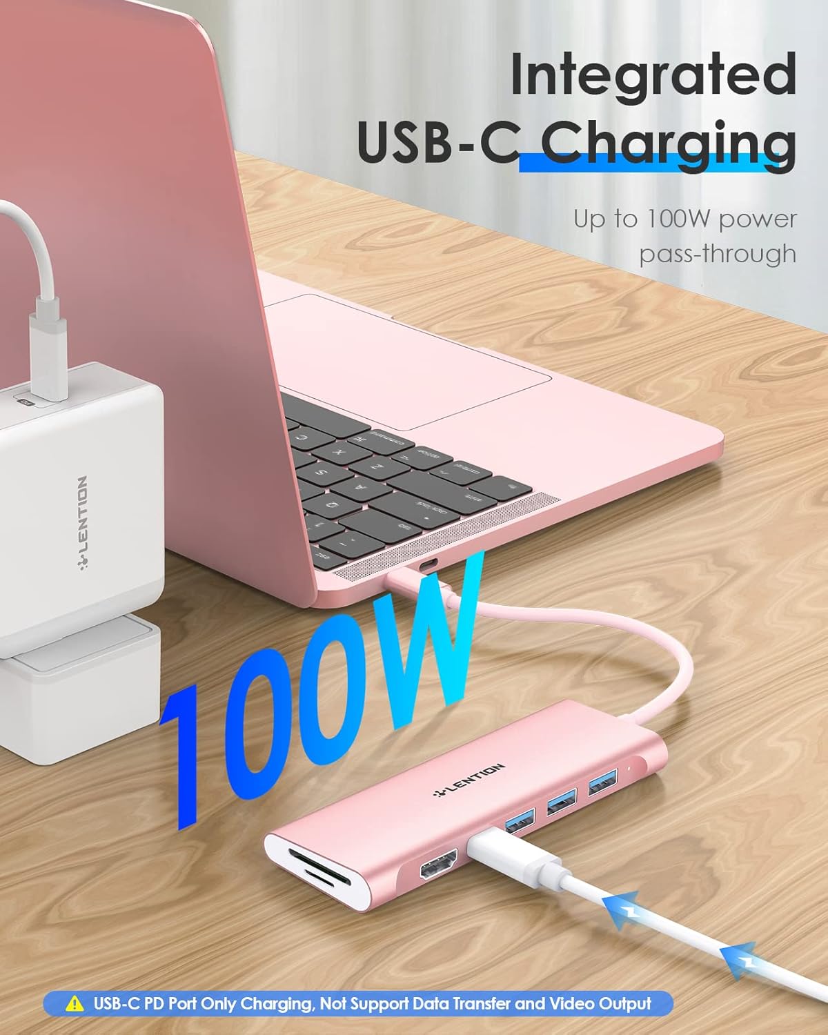 LENTION 7-in-1 4K 100W 3 3.0 2016-2025 (CB-C36B, USB C Multiport Hub with HDMI, PD, USB Ports, SD/MicroSD Card Reader