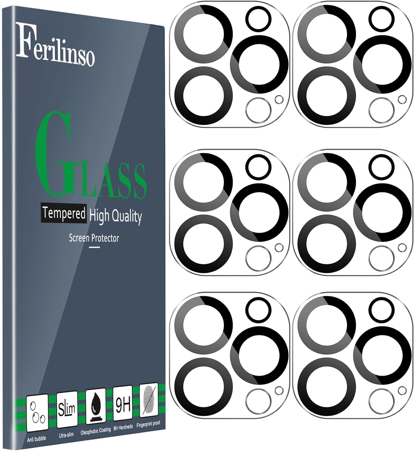 [6 Pack] 14 15 14 15 9H Ferilinso Camera Lens Protector for iPhone Pro Max iPhone Pro Max iPhone Pro iPhone Pro
