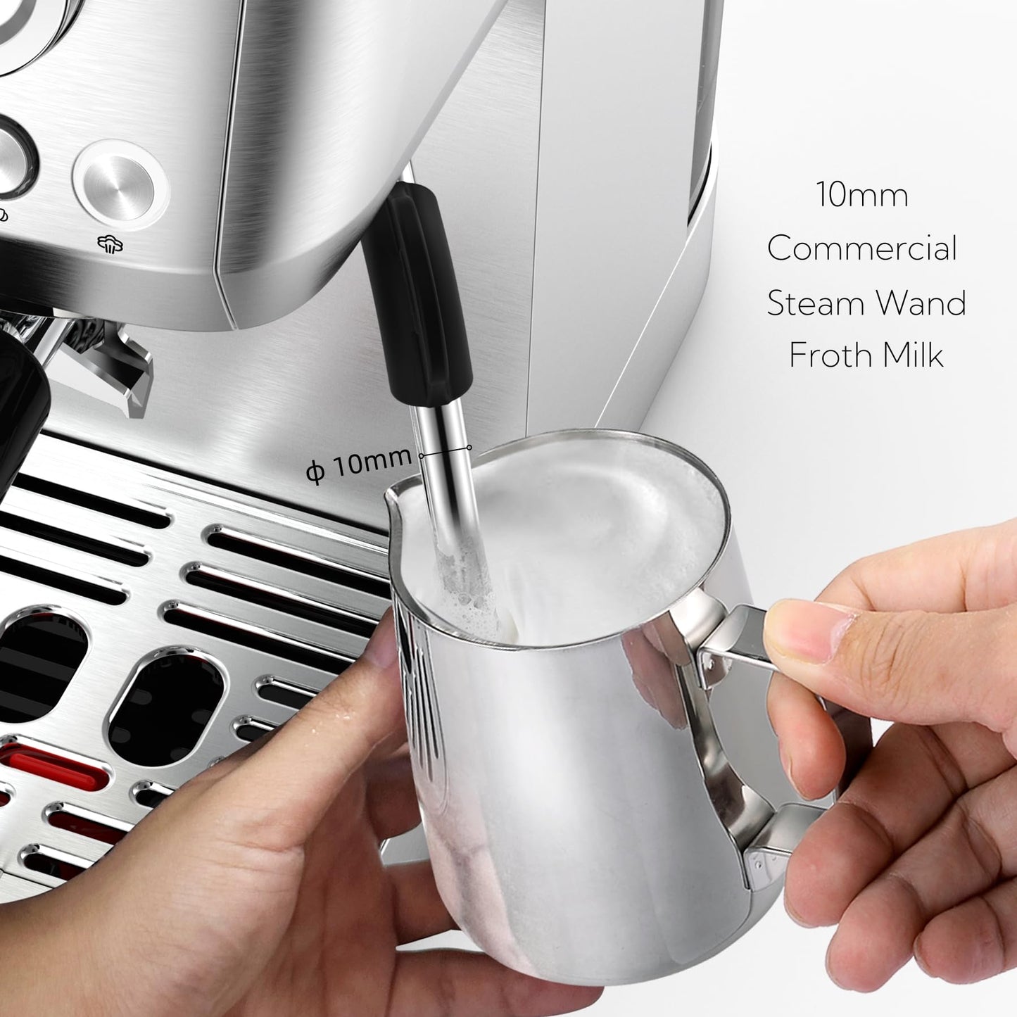 MAttinata CM1663 Espresso Machine, 20 Bar Compact Coffee Maker with Milk Frother Steam Wand for Cappuccino, Latte, Professional Pressure Gauge & 49oz Removable Water Tank for Home，Stainless Steel