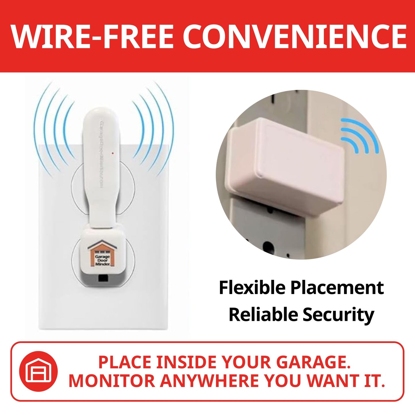 Garage Door Minder® 2 Door + 2 Room Combo Pack. 100% Wireless. No Wi-Fi. in-Home Monitor & Alert System. Installs in 2 Minutes. Great for Seniors. Monitors 2 Individual Doors.