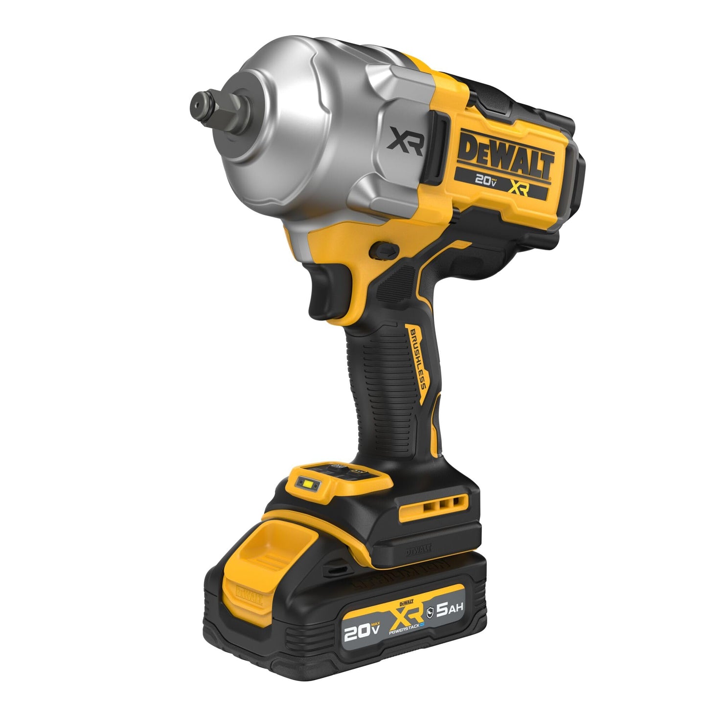 DEWALT 20V MAX XR Cordless Impact Wrench Kit, 1/2” Hog Ring, High Torque, Brushless, Includes POWERSTACK Battery and Charger (DCF961GH1)