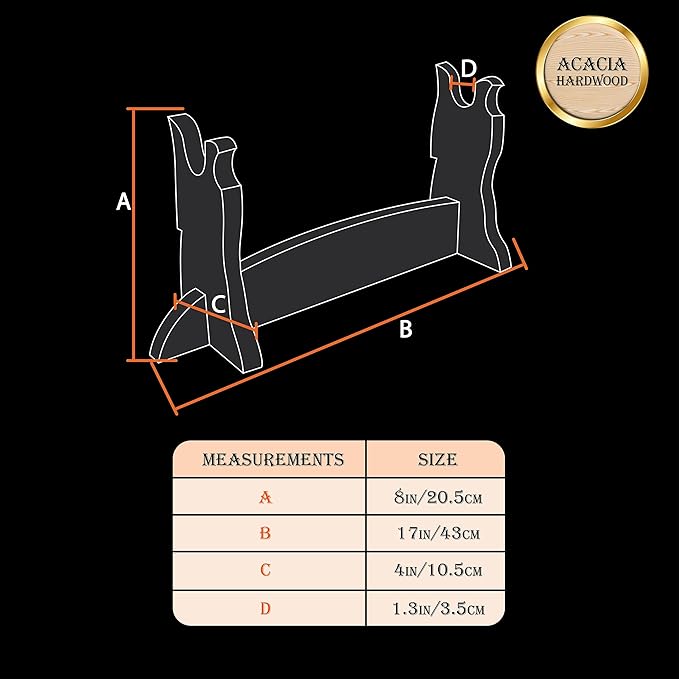 Mythrojan Medieval Sword Stand Solid Wood Horizontal Display Rack for Katana, Samurai, Gladiator, Crusader Swords Elegant Tabletop Holder, 1-Tier