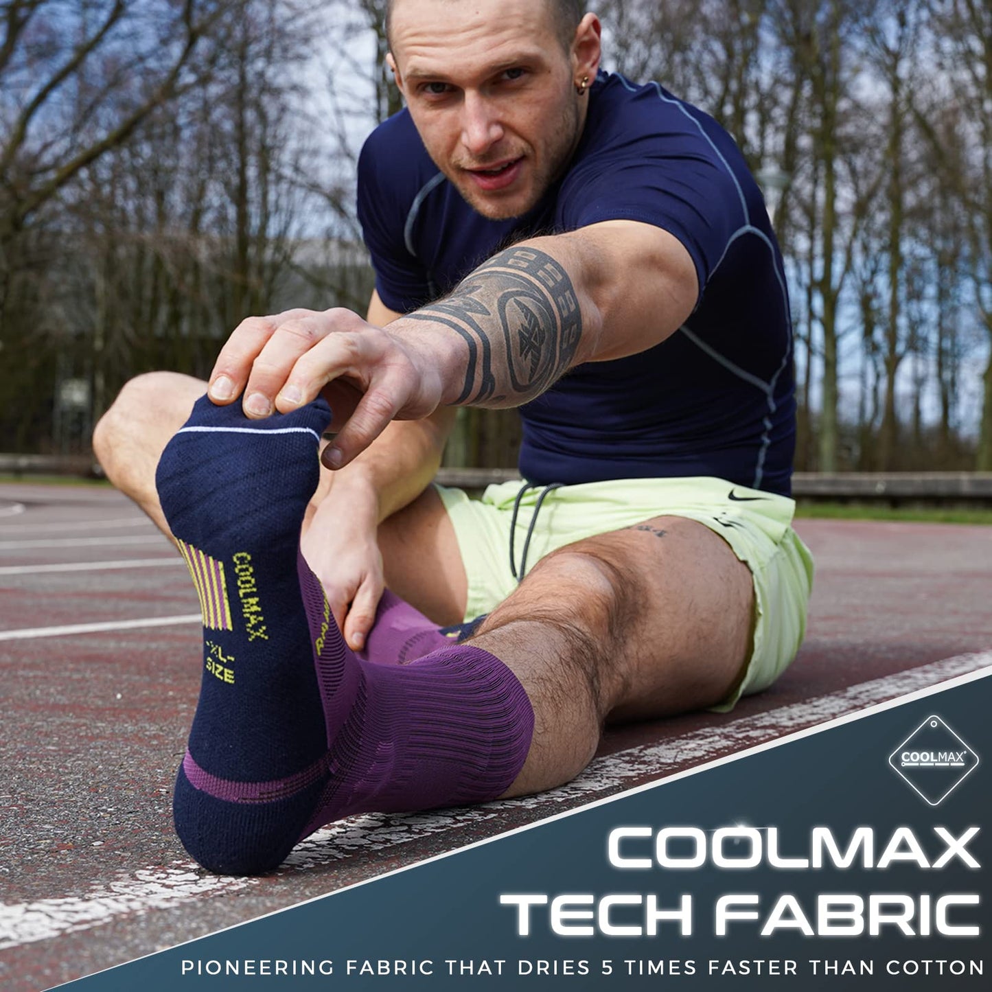 Rahhint Compression Running Socks 3 Pairs, Cushion Crew Socks, Anti-Blister Moisture Wicking Athletic Hiking Basketball Socks
