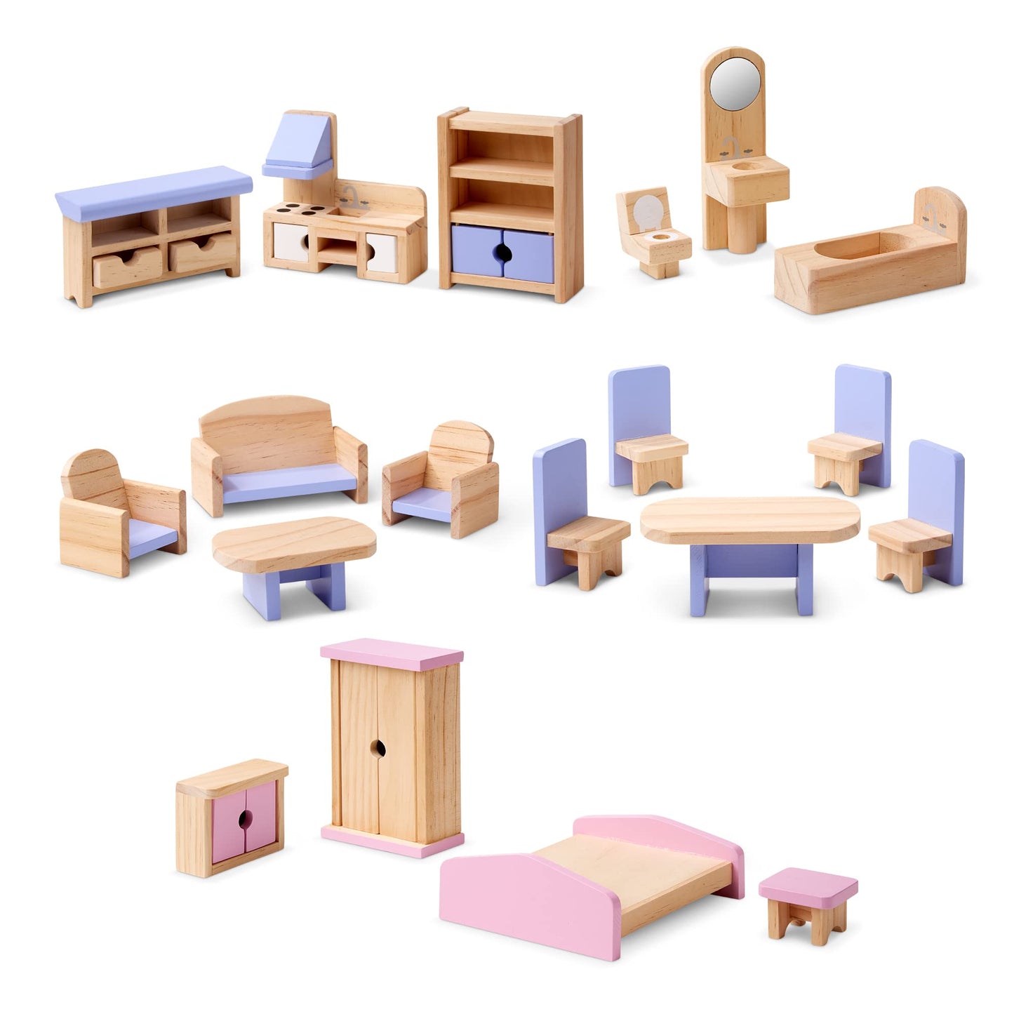Melissa & Doug Wooden Multi-Level Dollhouse Wooden Multi-Story Pretend Play Dollhouse for Kids