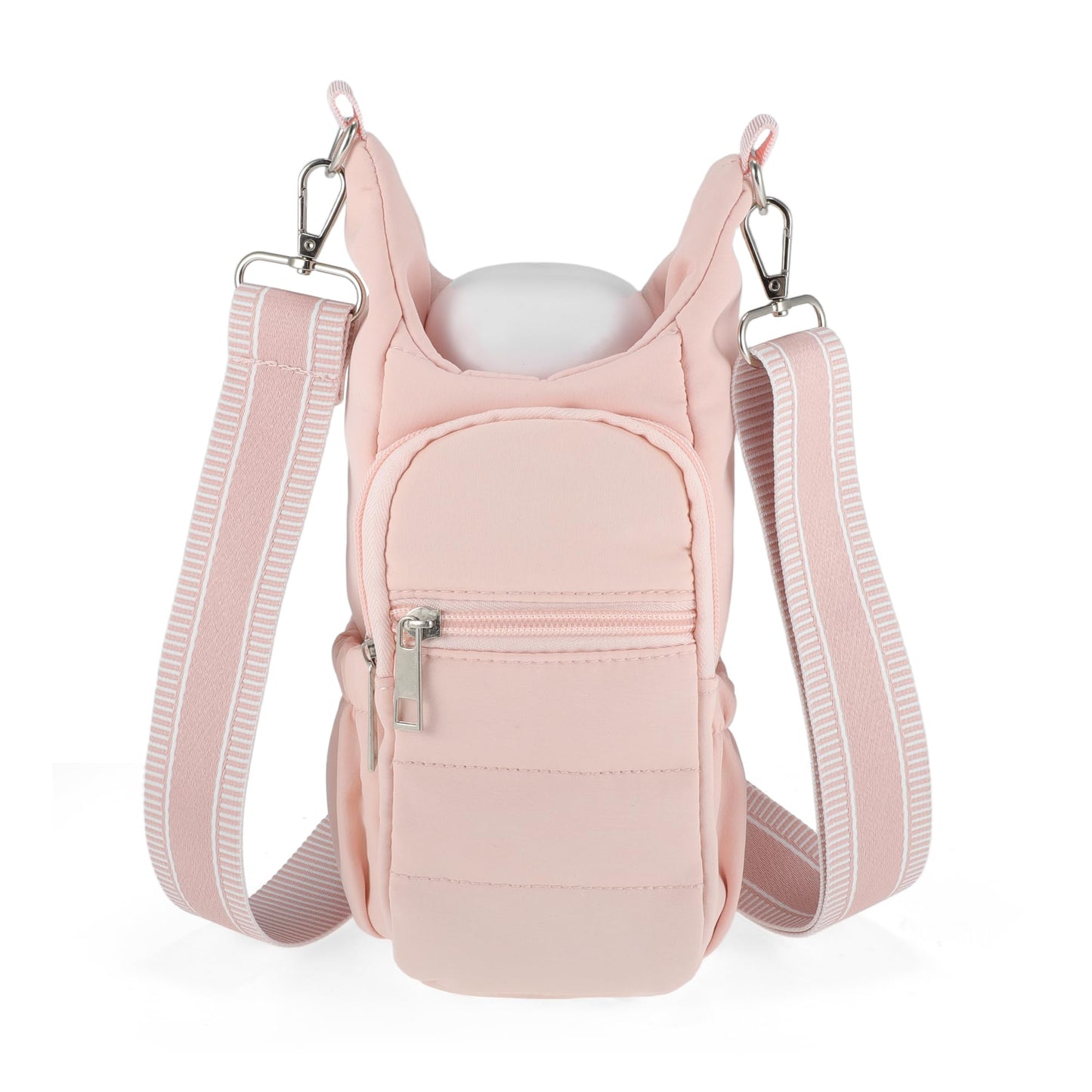 CAPASTEC Water Bottle Carrier Bag, Water Bottle Holder with Adjustable Strap, for Hiking, Cycling, Pink