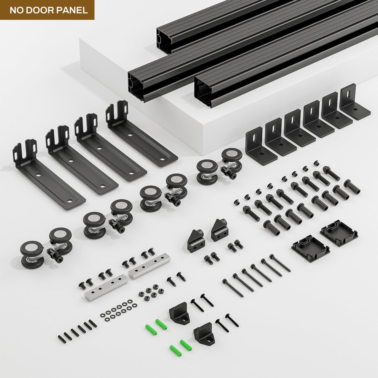 10FT/120'' Box Rail Sliding Barn Door Hardware Kit Aluminium Alloy Wall Mount, Smooth and Heavy Duty for Double Door (NO Door Panel)