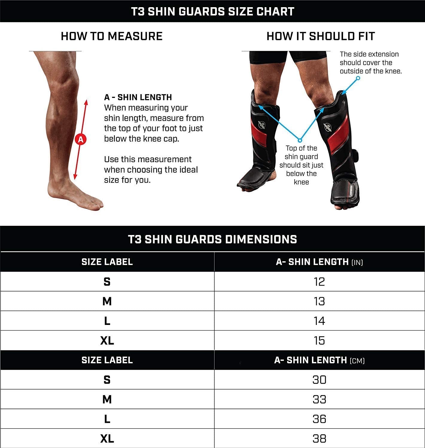 Hayabusa T3 Striking Shinguards - Black, Large