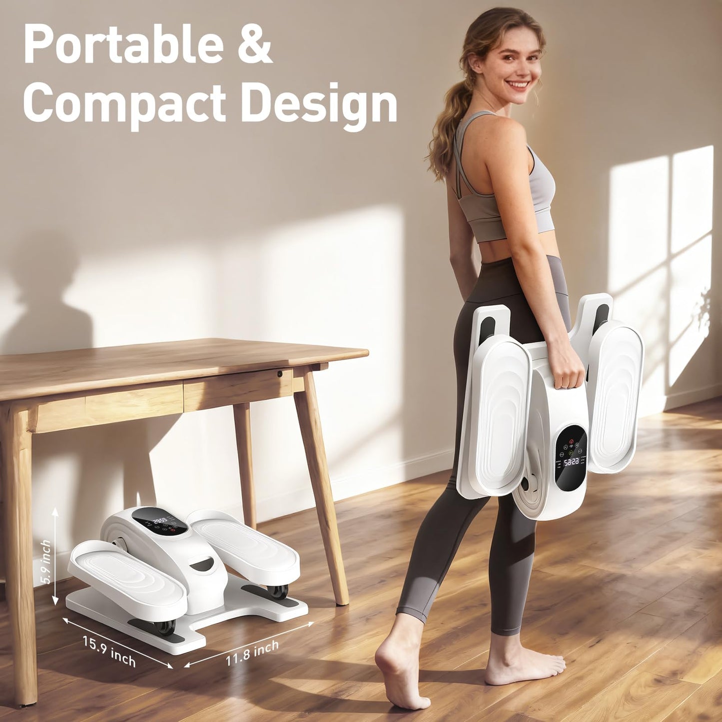 DamKee Under Desk Elliptical Exercise Machine, Electric Ellipse Leg Exerciser as Seen on TV, 15 Speeds Foot Exerciser While Sitting for Seniors, Portable Seated Pedal Exerciser for Home Office, Gifts