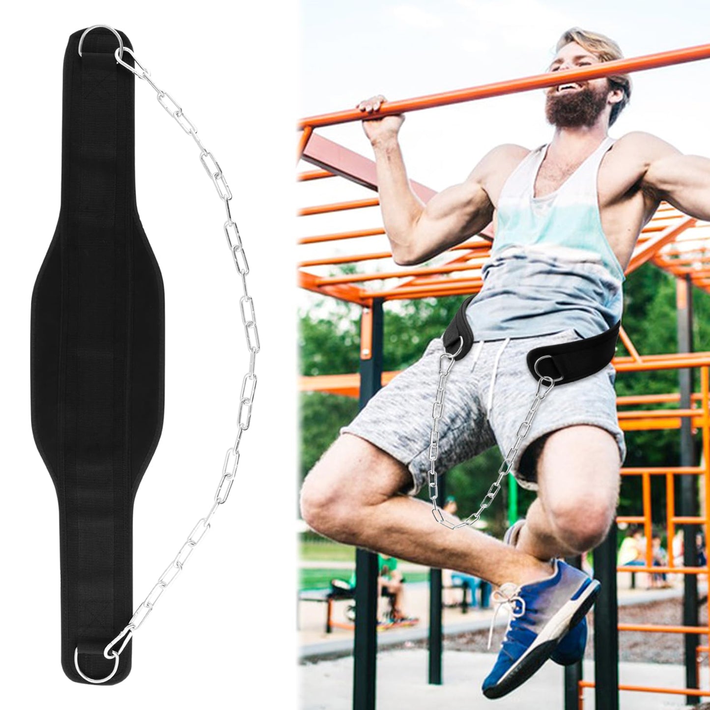 Dip Belt for Weightlifting,Weighted Pull Ups Belt with Chain,Weightlifting Belts for Men Women,Gym Workout Waist DipBelt for Weight Lifting,Squat,Training,Fitness Weight Belts